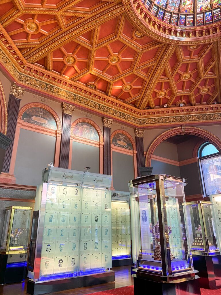 Detailed ceiling in the Great Hall of the Hockey Hall of Fame